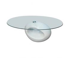 vidaXL Tavolino da caffè Ripiano Ovale in Vetro Bianco Lucido Moderno Salotto