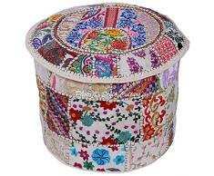 Stylo Culture Cotone Bianco Patchwork Ricamato Ottomano Pouf Copertina Chair Floral Chair Bohemian Vintage Embroidered