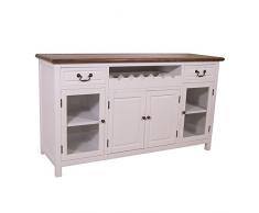 Credenza con Weinfach Varde in legno effetto vintage, colore crema