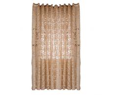 vosarea finestra tende trasparenti Motivo di fiori finestra tulle tenda tenda per camera salotto balcone caffè casa – dimensioni 100 x 250 cm (Champagne)