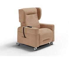 Orthomatic® - Poltrona Relax 4 Motori, Disabili, Modello Vita Motorizzata, Memory-Foam, Anti-decubito, Roller4Ruote, Braccioli - Ali Estraibili, Maniglione, Anti-Macchia. Iva 4% (Beige)