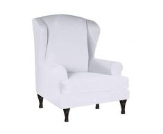 SINKITA Copridivano Coprisedili Wingback,Sedia Poltrona Elasticizzato Tinta Unita Poliestere Divano Protector Mobili Universale Fodera per Sedia A Orecchioni-Bianca-2 Pezzo