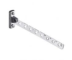 SGR SHOPS Stendibiancheria Pieghevole a 90 ° Asta Appendiabiti a Parete in Acciaio Inox a Scomparsa Scaffale portaoggetti Telescopico Invisibile per Bagno Interno Balcone Esterno dellhotel