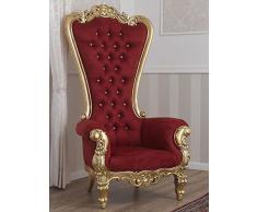Simone Guarracino Luxury Design Poltrona Regina stile Barocco Imperiale trono foglia oro velluto bordeaux bottoni Crystal Sw