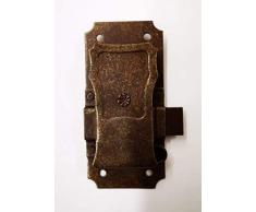 Serratura forgiata in ferro da restauro per mobili antichi e in arte povera. FS 101.20MADE IN ITALY finitura ruggine entrata mm.20.LineaIL FORGIATO (UTENSIL LEGNO)