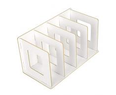 Tomotato Libreria da Scrivania, 4 Sezioni Scaffale da Scrivania in Legno Fai-da-te Scaffale per Libri DVD Organizzatore di Riviste per Studenti Bambini Adulti(Bianco)