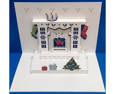 Forever Handmade Cards Pop Ups POP26, caminetto natalizio, Laser-Biglietto di auguri Pop-Up