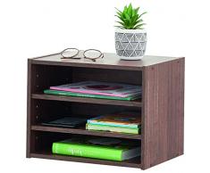 Iris Ohyama, Piccolo armadietto, Comodino, Armadietto laterale, Comodino, 3 ripiani regolabili ogni 3,2 cm, Solido, Ufficio, Camera da letto, Soggiorno - Stack Box STB-400T - Marrone