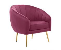 WeHome - poltrona in velluto modello luxurycon gambe in ferro dorate alte 24cm e poltrona con imbottitura in schiuma dal design vintage e confortevole (Amaranto)