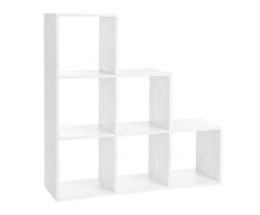 VASAGLE LBC63WT - Libreria, Scale, 6 Scomparti a cubo, mensola per Esposizione in Legno, scaffale Indipendente, 97,5 x 97,5 x 29 cm, Colore: Bianco