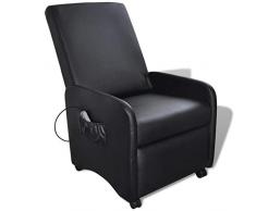 Tidyard Poltrona da Massaggio Moderna Relax Reclinabile Pieghevole Similpelle con Ruote,Poltrona Elettronica,Poltrona Relax Reclinabile,Poltrona da TV con Poggiapiedi,Poltrona con Ruote 65x83x101 cm