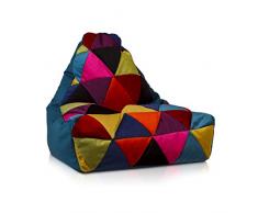 Ecopuf Keiko S Puff Poltrona Sacco in Microfibra Felpata - Pouf Patchwork Design con Maniglia