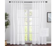PONY DANCE Tende Soggiorno Moderne Tende Bianche Tende Balcone Semitrasparenti Tenda Semitrasparente con Passanti per Interni 2 Pezzi 140x220 CM