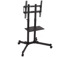 AmazonBasics - Carrello per TV da 32 a 70” (da 81,3 cm a 177,8 cm), con base con rotelle e meccanismo per ruotare lo schermo