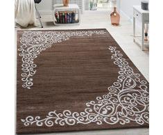 Paco Home Tappeto Di Design Con Motivo Floreale Filato Lucido Beige Bianco Marrone Mélange, Dimensione:60x110 cm