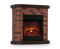 Klarstein Villach - Camino Elettrico, Caminetto Elettrico con Effetto Fiamma, Camino Finto, Decorazioni in Pietra, Polystone, Telecomando, 1800W, Rosso/Marrone