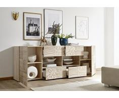 Arredocasagmb.it Mobile Contenitore 2 Ante 4 cassetti Moderno Rovere Ante con Serigrafia Soggiorno Madia Buffet con sportelli Design Mira 08