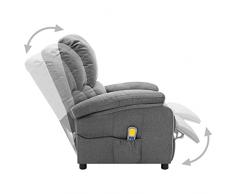 vidaXL Poltrona Elettrica Massaggiante Grigio Chiaro in Tessuto