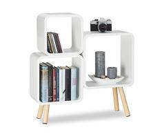 Relaxdays 10021925_49 Scaffale con Scomparti a Cubo, 4 Gambe, Stile Retro, Legno, HxLxP: 70x67x20 cm, Bianco
