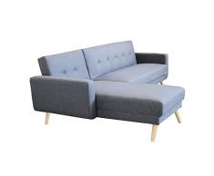 Milani Home s.r.l.s. Divano Letto Trapuntato con Penisola Grigio Scuro Stile Moderno 3 Posti, D.176x84x84/Dl.176x105x45 / S.74x157x84/Sl.74x178x45