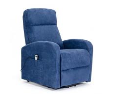 POLTRONE ITALIA Chanel1 Poltrona elettrica Alzapersona Detraibile 19% 2 ruote seduta micromolle schienale fiocco poltrone per anziani poltrona relax Blu