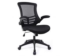SONGMICS Poltrona Girevole Sedia Ergonomica da Ufficio Studio Regolabile a Rete Nero OBN81B