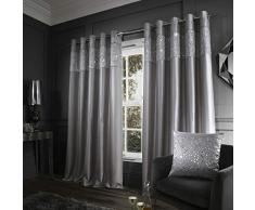 Catherine Lansfield Glitzy tenda con occhielli, 66 x 228,6 cm, grigio