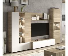 Dmora Mobile Soggiorno Parete attrezzata Porta TV, Rovere, 260 x 185 x 42 cm