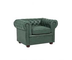 Beliani Poltrona vintage in tessuto similpelle verde Chesterfield