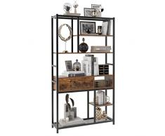 soges Libreria Libreria Stand Rack di stoccaggio autoportante con cornici in metallo Espositore per ufficio Libreria aperta alta per soggiorno bagno