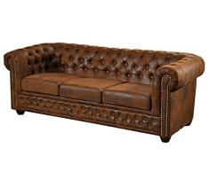 MASSIVMOEBEL24.DE Oxford Divano Chesterfield - Stoffa/Marrone - Stile Coloniale 203x86x72