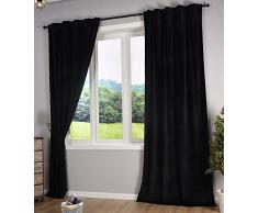 Gardinenbox Tenda oscurante Milano, in velluto, opaca, con passanti, passanti, accorciabile, nero, 2 confezioni da 280 x 135 cm (altezza x larghezza), 20357