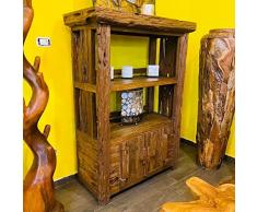 Generico Libreria Etnica linea Flinstone in legno teak massello mobile rustico kitsch credenza shabby chic porta piatti arredamento minimal orientale