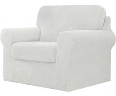 Yisss Copridivano Coprisedie Stretch Jacquard Mobili Protector, Set di Divano Coprire con schienali Separati e Seater Cuscini, assegni Spandex Tessuto Jacquard (Color : Bianca, Size : 1 Seater)
