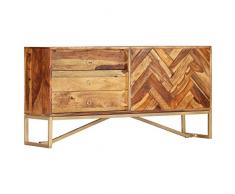 Festnight Credenza in Legno Massello di Sheesham,Mobile TV,Porta TV,Credenza con Cassetti,Credenza Soggiorno,Credenza da Salotto,Credenza con Anta Sorrevole 118x30x60 cm