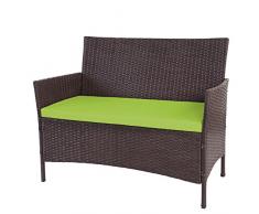 Mendler Serie Halden per lesterno divano sofa 2 posti polyrattan marrone con cuscino verde
