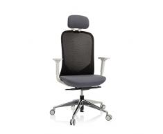 HJH Office 740012 Sedia da ufficio AVEZA PRO Tessuto di Maglia Nero, Poltrona Girevole ergonomica, Seduta dinamica grazie allo schienale flessibile