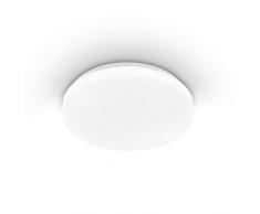 EGLO Plafoniera a Led POGLIOLA, diametro 26 cm, lampada da parete, in acciaio e plastica bianca, lampada da soggiorno, lampada da cucina, lampada da ufficio, lampada da ingresso soffitto