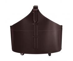 Gavemo Fabia portalegna in Cuoio, Borsa Porta Legna da Interno, Cesto per Legna da ardere, con Ruote gommate, Prodotto da Limac Design®, Testa di Moro