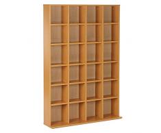 homcom Mobile Libreria Porta CD a Muro 24 Scompartimenti Regolabile in Altezza 130.5 × 89 × 20cm Legno Naturale