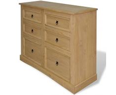 Homgoday Credenza Pino Messicano Gamma Corona 130x48x104 cm, Salvaspazio Armadietto da Esterno, Mobili Esterno Balcone per Soggiorno, Ufficio, Camera da Letto, Bagno
