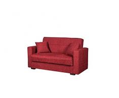 Arredo Stock Divano letto 2 posti tessuto rosso, 160x83x73 cm