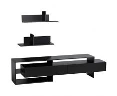 homcom Mobile Porta TV Moderno con 2 Mensole in Legno, Mobiletto per Televisore con Vani Aperti e Armadietti, Nero