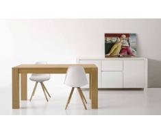 MAR.C.A DESIGN - Credenza Soggiorno Bianca e Moderna, in Abete Spazzolato con Misure cm 185x50 e Altezza 84 cm, Mobile Soggiorno Moderno Anche per Ingresso, Cucina o Porta TV - Prodotto Made in Italy
