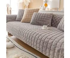 Copridivani In Pelliccia Di Coniglio Fodera per Divano Angolare Cuscino Per Divano Chaise Longue Trapuntato Antiscivolo Fodere Per Mobili Protezione Per Bambini Animali Domestici,Grey-90x160cm