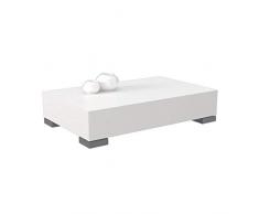 VE.CA-ITALY TAVOLINO BASSO SALOTTO MILTON 80X50 CM IN LEGNO CON PIEDINI, DIVERSE FINITURE ARREDO SOGGIORNO, DESIGN 100% MADE IN ITALY (Piedino basso, Bianco frassinato)