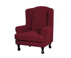 SINKITA Tinta Unita Sedia Poltrona Elastico,Elasticizzato Salvadivano Fodera per Sedia Wingback Universale Copridivano Fodera per Sedia A Orecchioni Poliestere-Vino Rosso-2 Pezzo