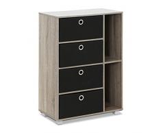 Furinno 11159SBE/BK (99998) Multiuso mensole Armadio libreria scaffale cassettiera con 4 cassetti bin-Type Contemporaneo French Oak Grey/Black