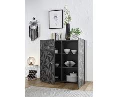Arredocasagmb.it Mobile credenza Contenitore 2 Ante Moderno Grigio Lucido Anta con Serigrafia Soggiorno Madia Buffet con sportelli Design PRISMO 04