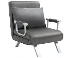 homcom Divano Letto Multifunzionale 2 in 1 Moderno Schienale Inclinabile Soggiorno 65 × 69 × 80cm Grigio